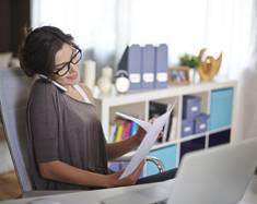 woman in small office